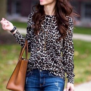 J.Crew leopard teddie sweater size S